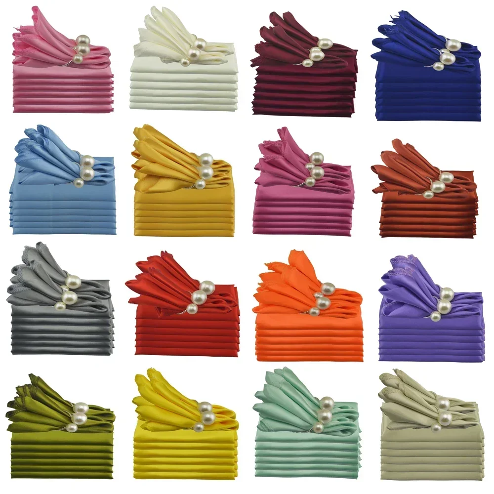 Home Textiles Towel - 50pcs Satin Napkins For Wedding Table