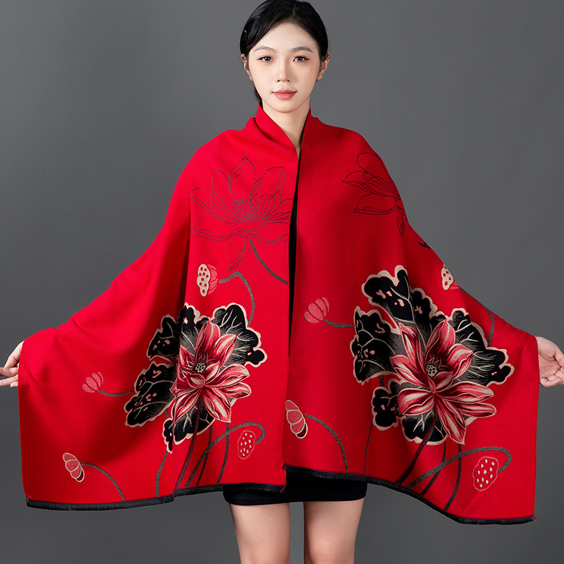 Home Textiles Blanket - Women Winter Shawl Cashmere Scarf Floral