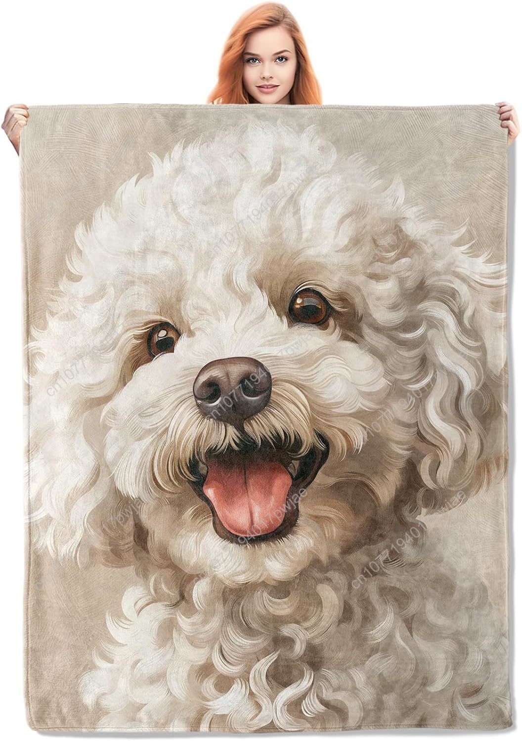 Home Textiles Blanket - Joyful Poodle Portrait Blanket Realistic Dog