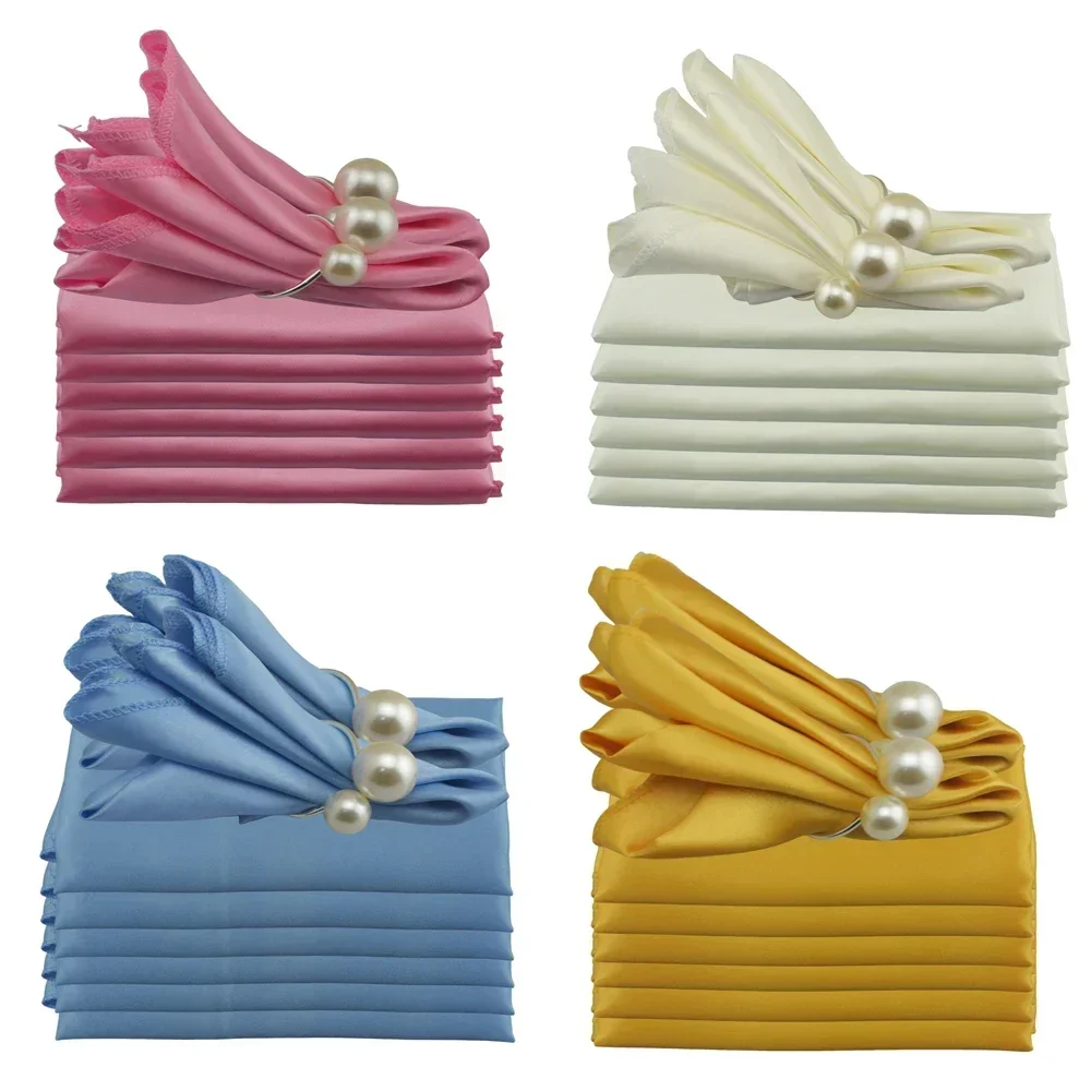 50pcs Satin Napkins For Weddin - огляд і ціна Home Textiles Towel