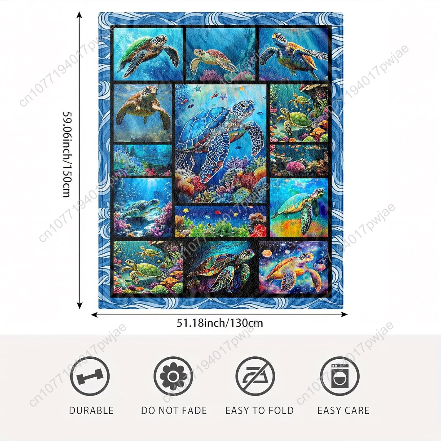 Sea Turtle Flannel Throw Blank - огляд і ціна Home Textiles Blanket