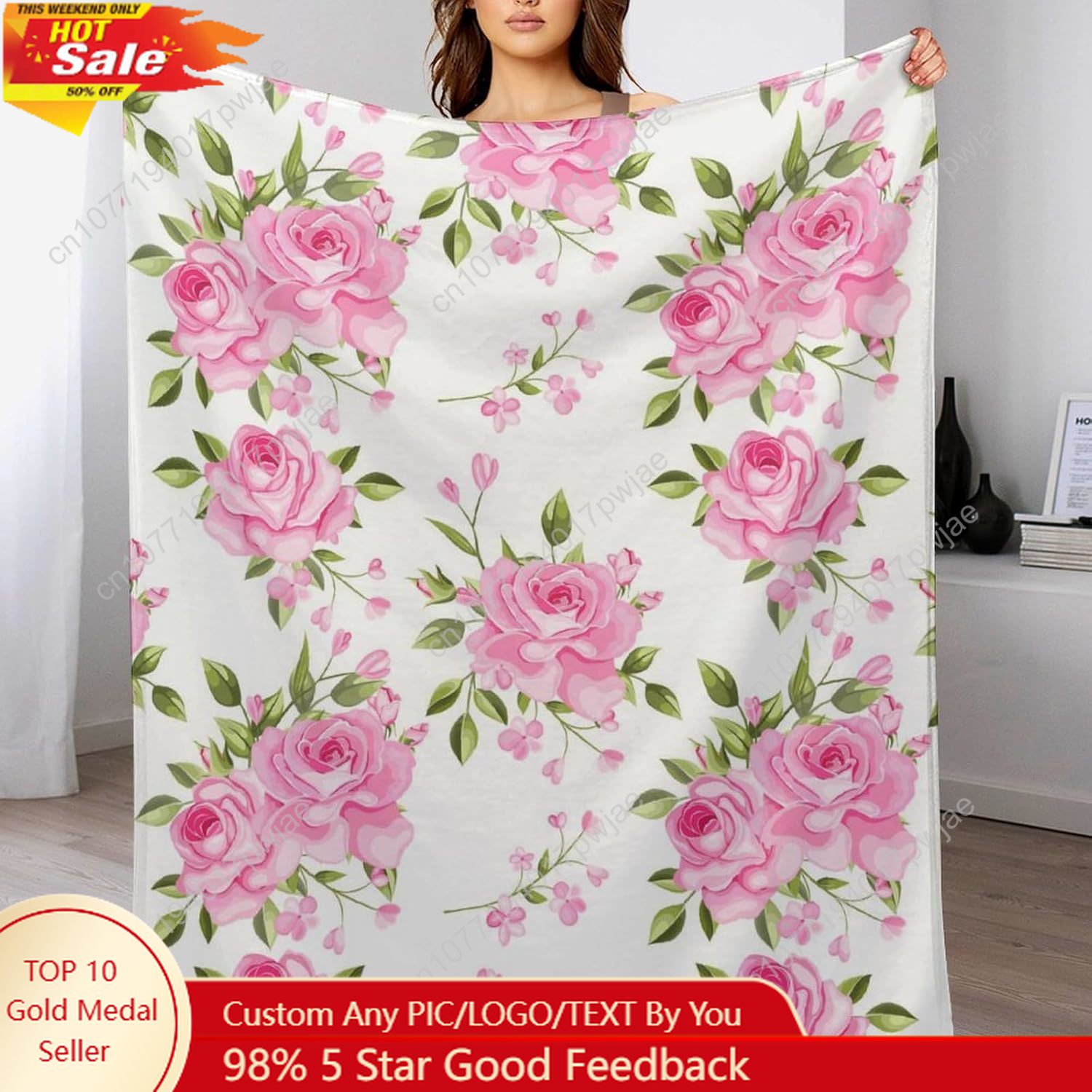 Pink Flower Throw Blanket Flor - огляд і ціна Home Textiles Blanket