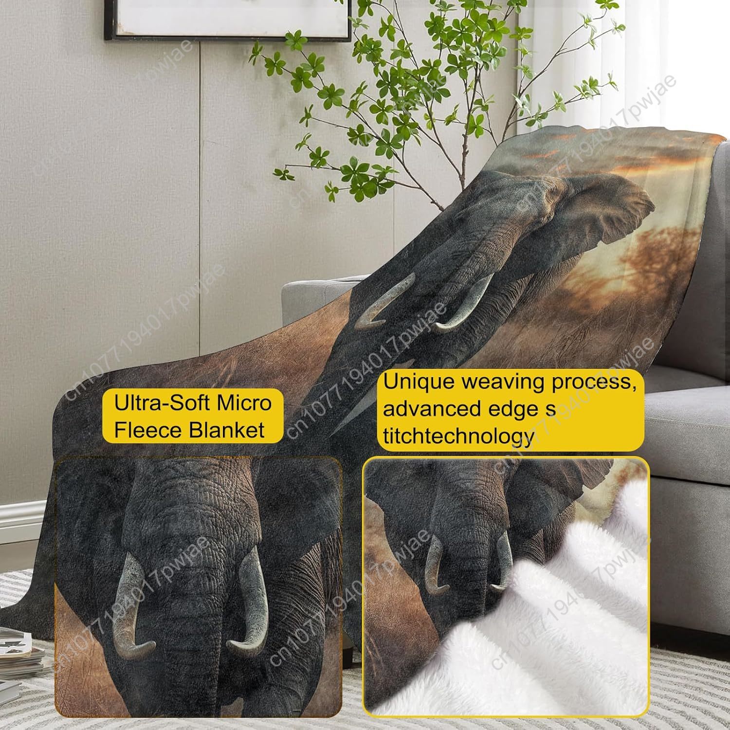 Elephant Fleece Blanket, Reali - огляд і ціна Home Textiles Blanket