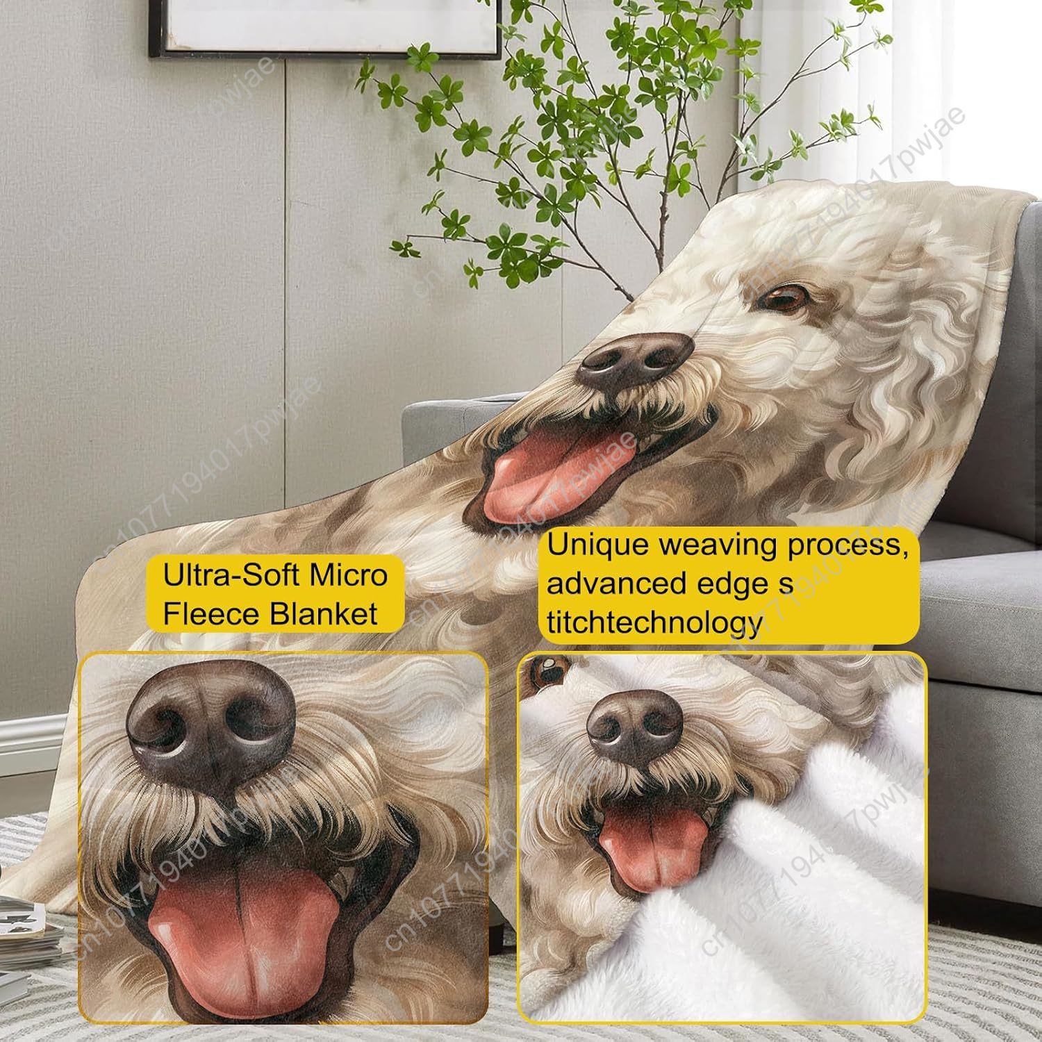 Joyful Poodle Portrait Blanket - огляд і ціна Home Textiles Blanket