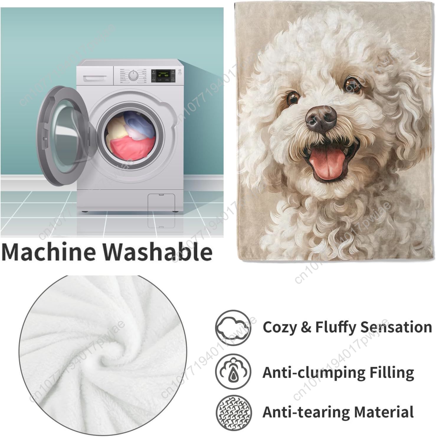 Joyful Poodle Portrait Blanket - огляд і ціна Home Textiles Blanket